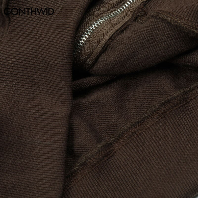 Hip Hop Hoodie Sweatshirt Jacket Y2K Streetwear Grunge Letter Print Zip Up Hooded Coat 2022 Vintage Harajuku Casual Cotton Tops