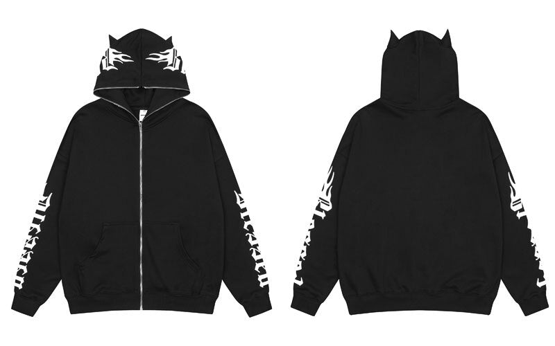 Hip Hop Hoodie Sweatshirt Jacket Y2K Streetwear Grunge Letter Print Zip Up Hooded Coat 2022 Vintage Harajuku Casual Cotton Tops